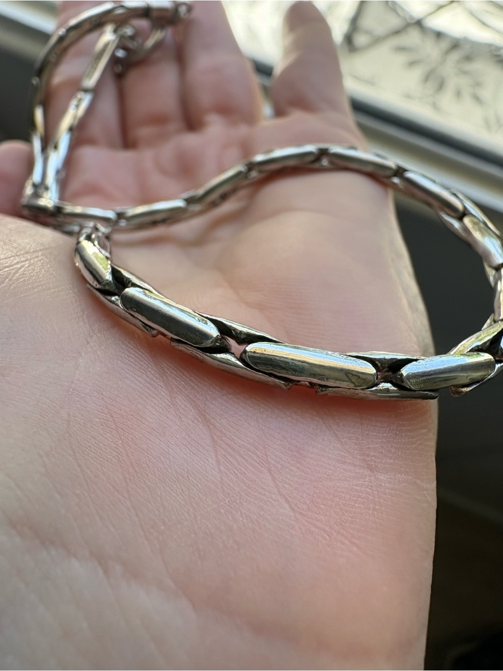 Vintage Sterling silver snake linked chain with toggle clasp- great condition